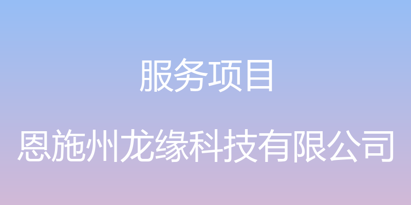 服务项目 - 恩施州龙缘科技有限公司